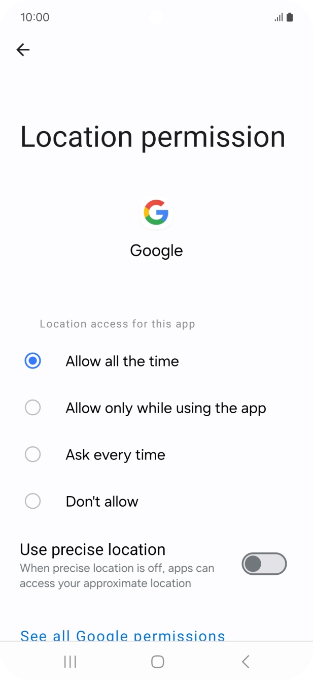 Press the required setting. Press the required setting.