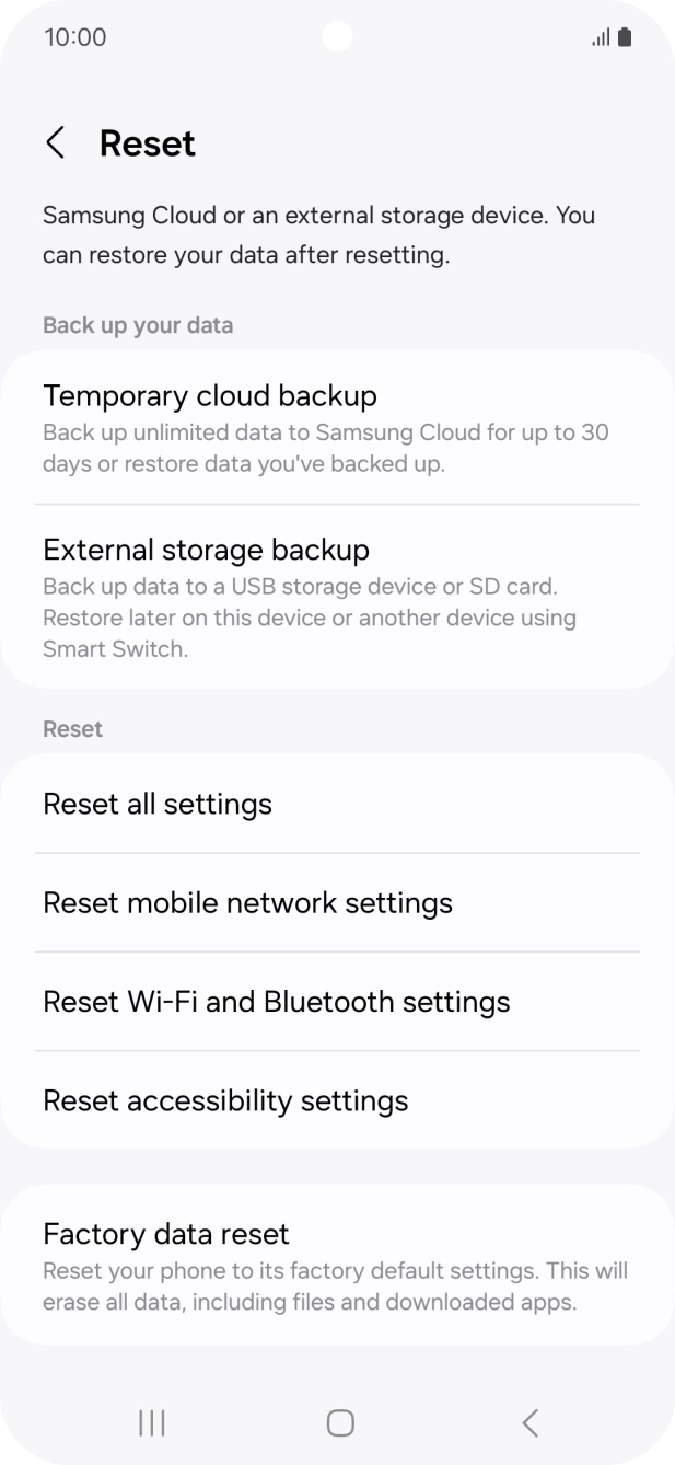 Press Factory data reset. Press Factory data reset.