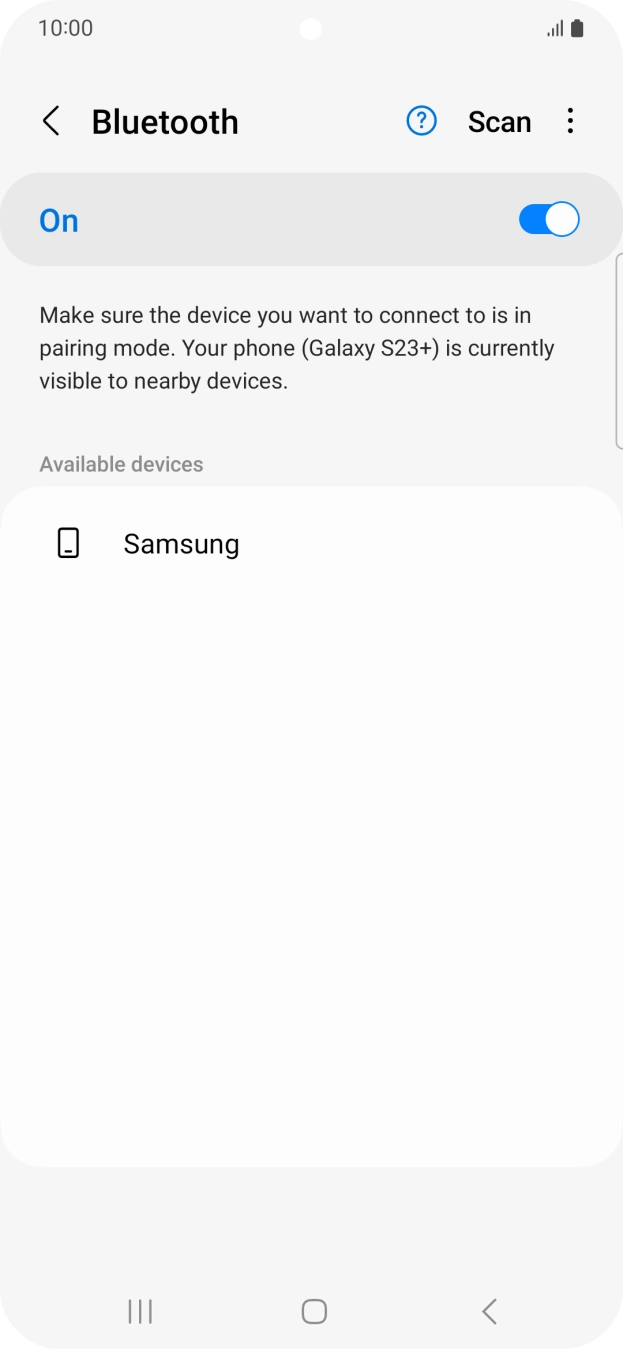 Press the required Bluetooth device and follow the instructions on the screen to pair the device with your phone.