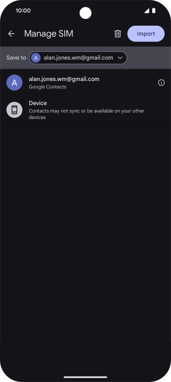 Press the required Google account.