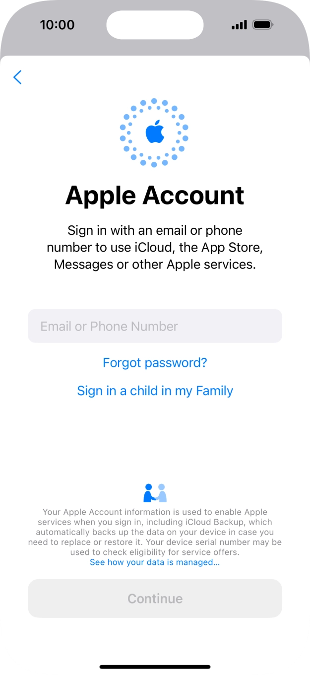 Press Email or Phone Number and key in the username for your Apple ID.