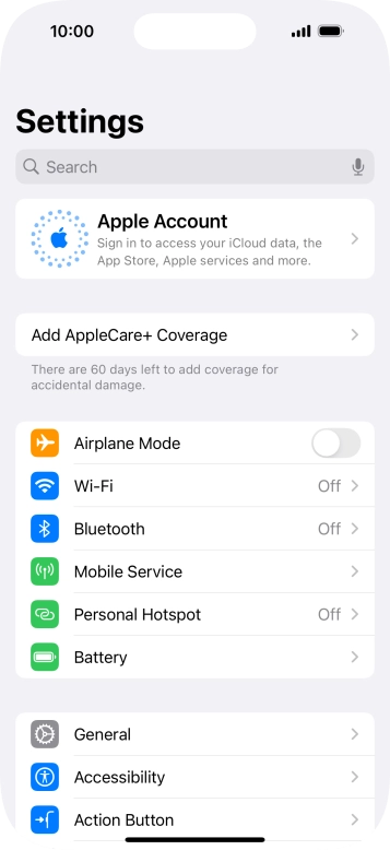 Press Apple Account.