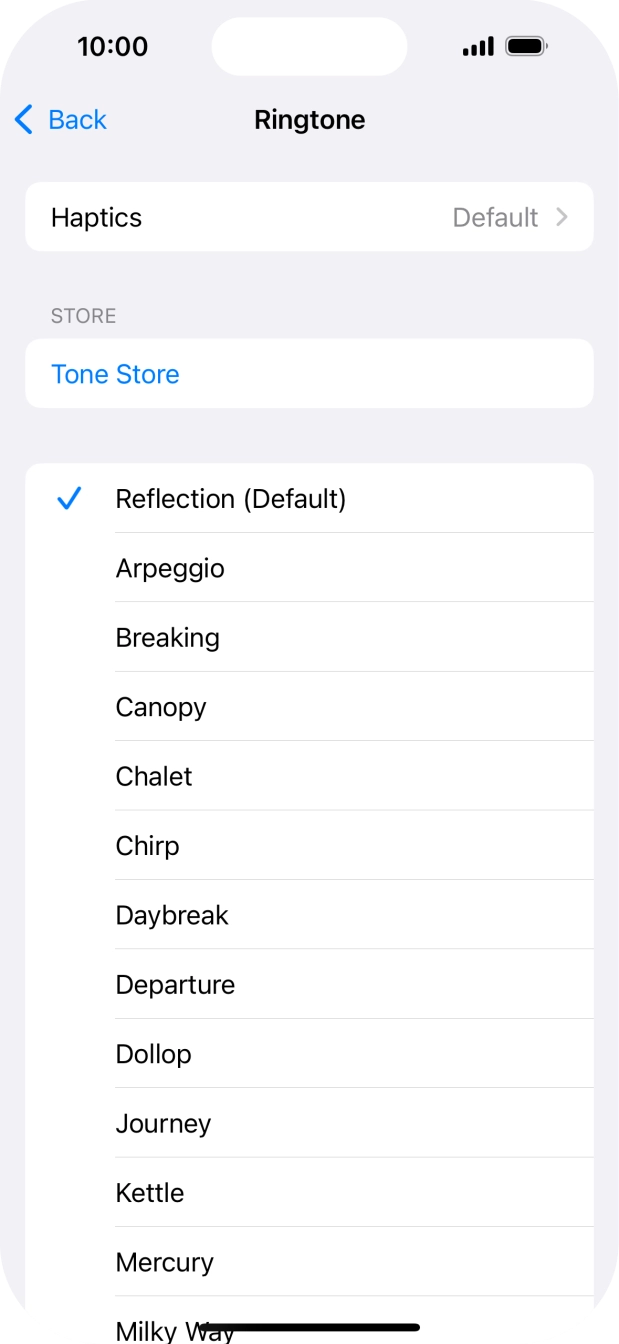 Press the different ring tones to hear them.