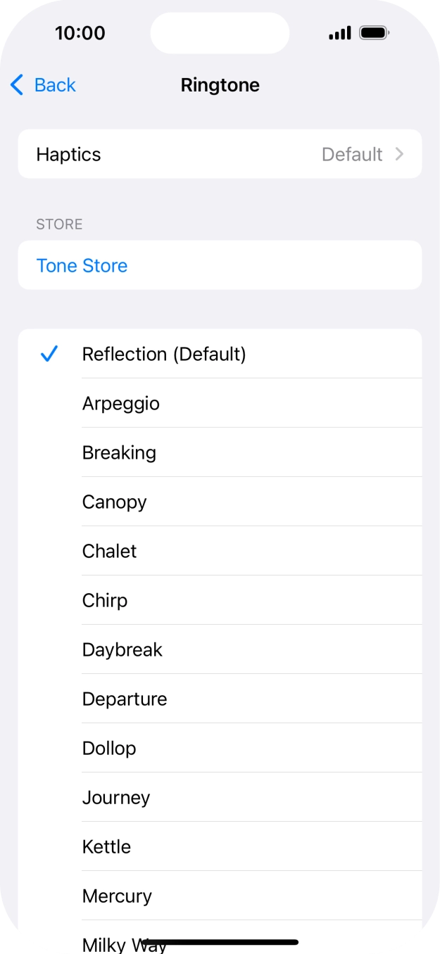Press the different ring tones to hear them.
