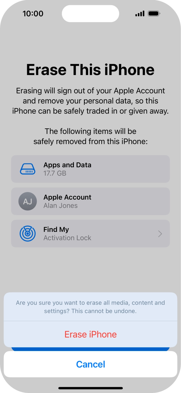 Press Erase iPhone. Press Erase iPhone.