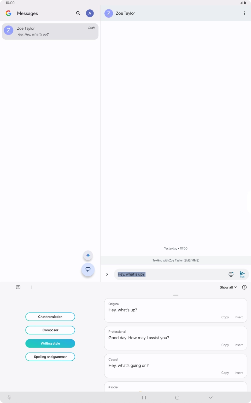 Press the drop down list. Press the drop down list.