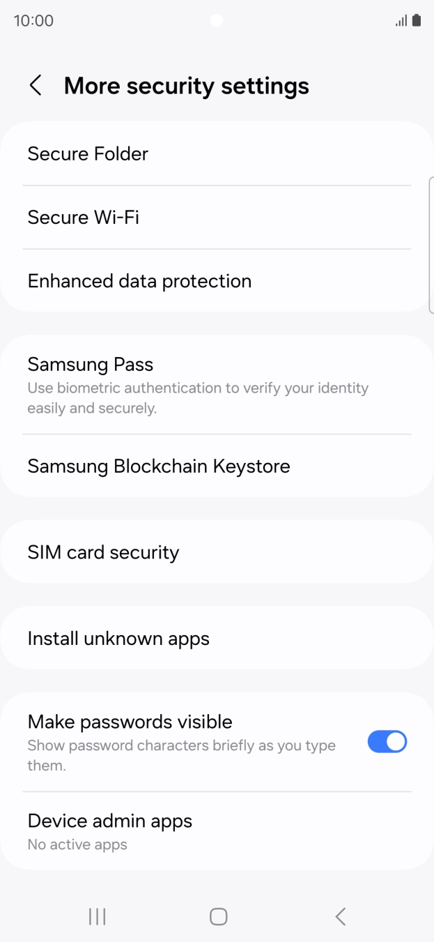 Press SIM card security. Press SIM card security.