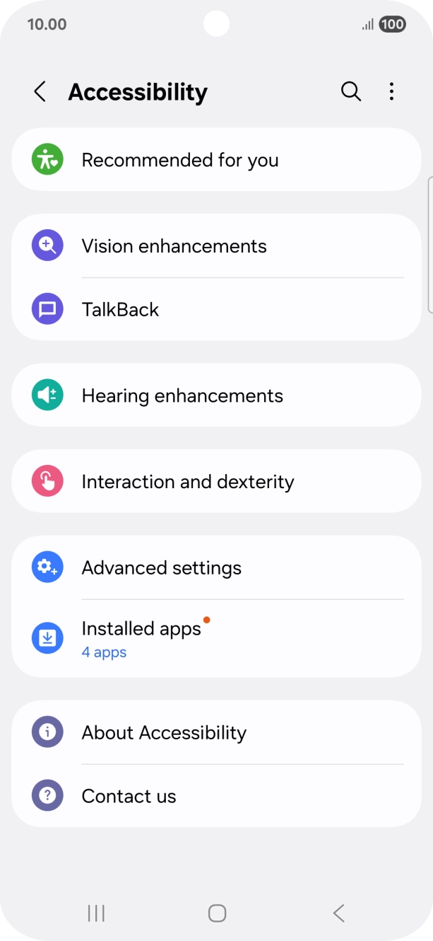 Press Vision enhancements and follow the instructions on the screen to select the required settings.