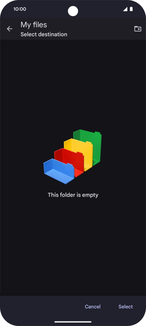 To create a new folder, press the new folder icon and follow the instructions on the screen to create a new folder.