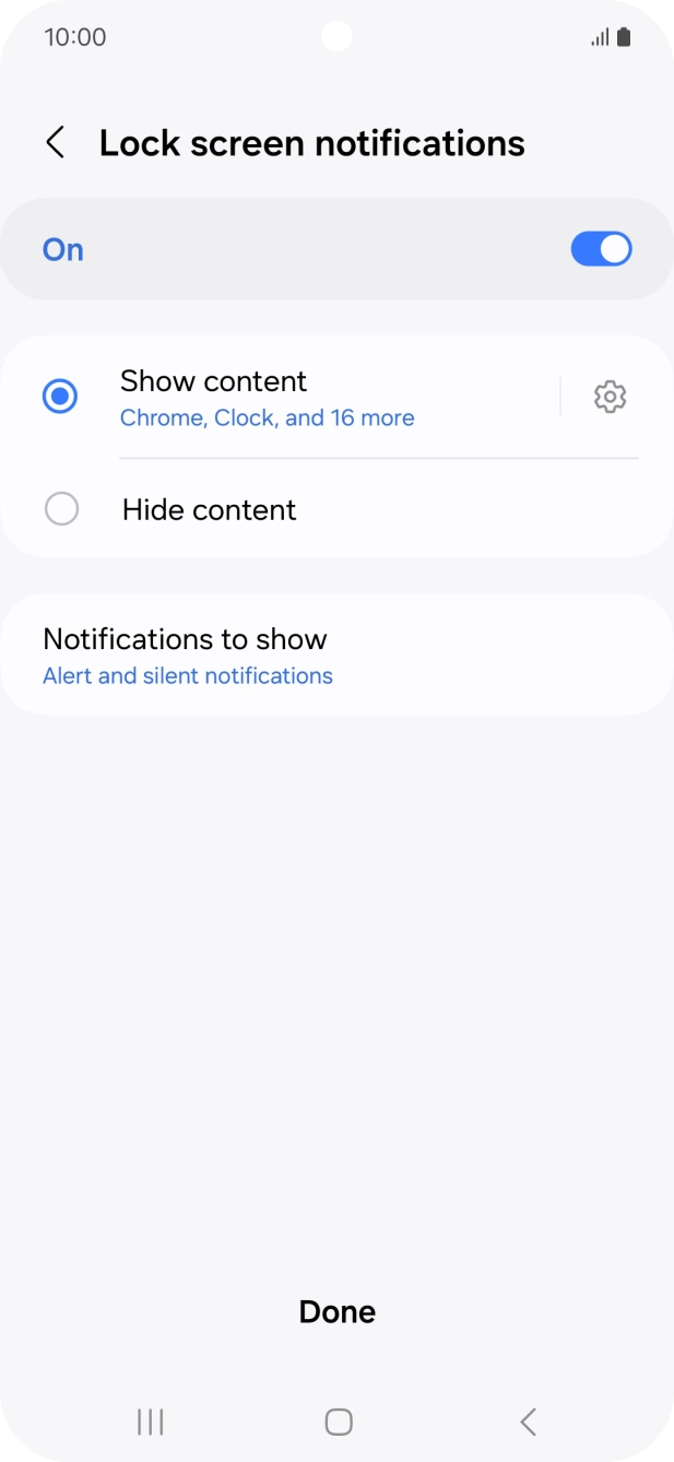 Press the required settings to turn them on or off.