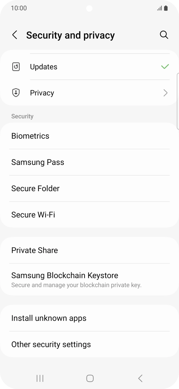 Press Other security settings. Press Other security settings.