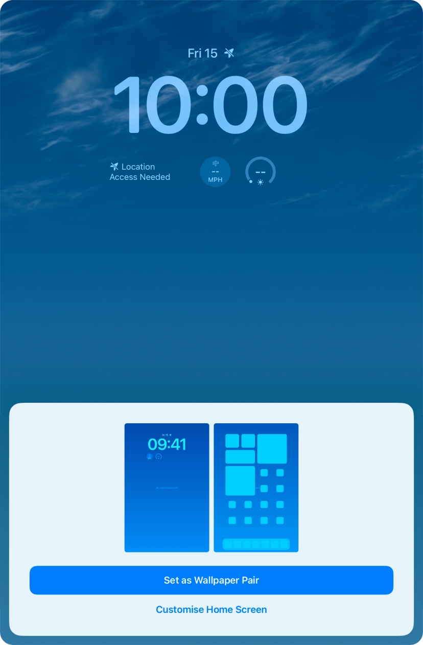To use the same colour theme on the home screen, press Set as Wallpaper Pair.