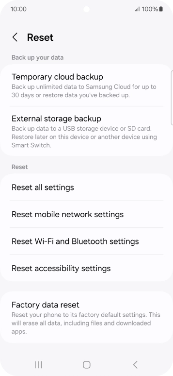 Press Factory data reset.