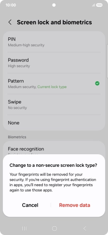 Press Remove data.