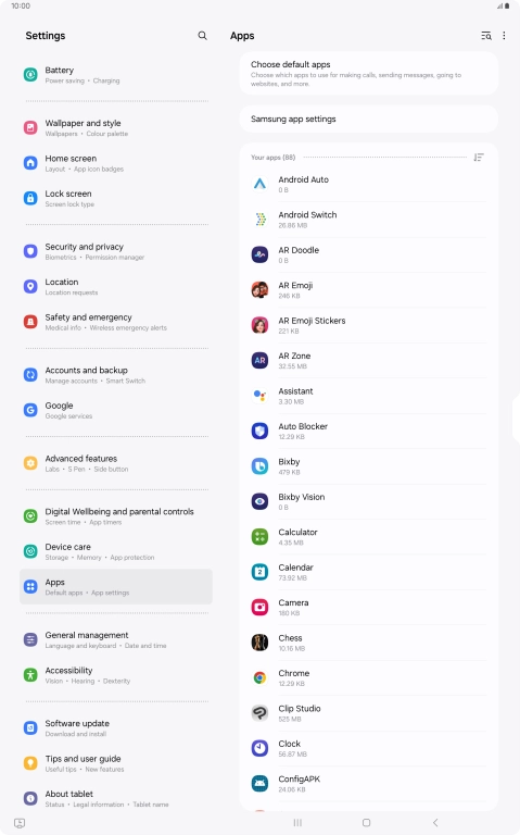 Press the required app.