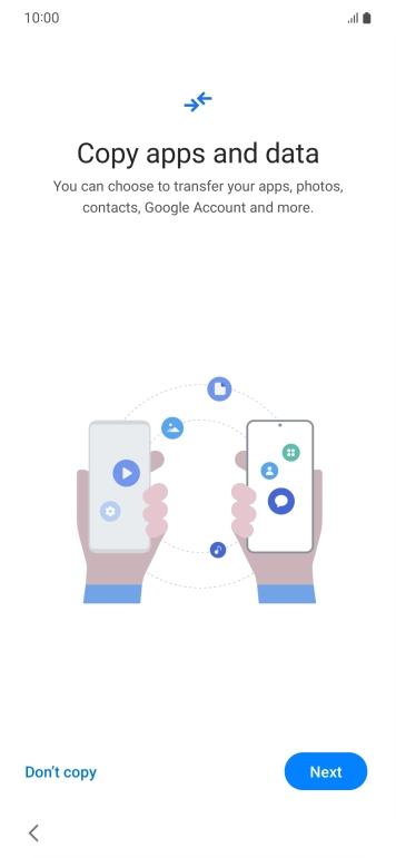 You can transfer the contents of another phone to your phone when it's activated for the first time and after a factory reset. When this screen is displayed, your phone is ready to transfer content from another phone.