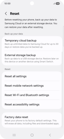 Press Factory data reset.