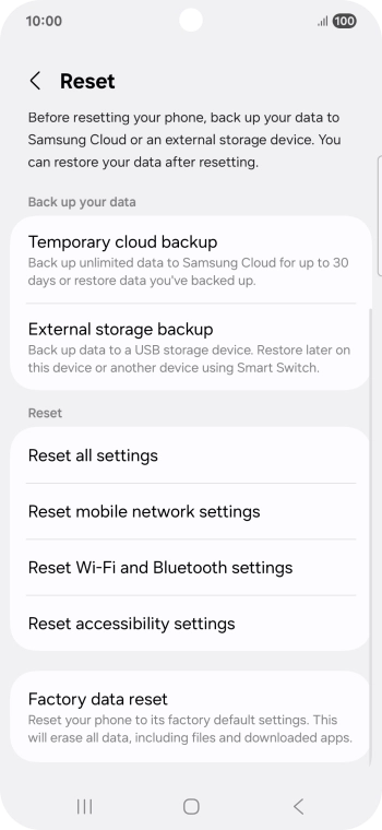 Press Factory data reset.