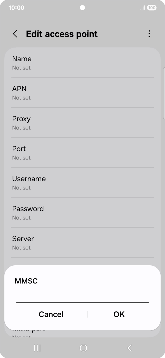 Key in http://mmsc.telstra.com:8002 and press OK.