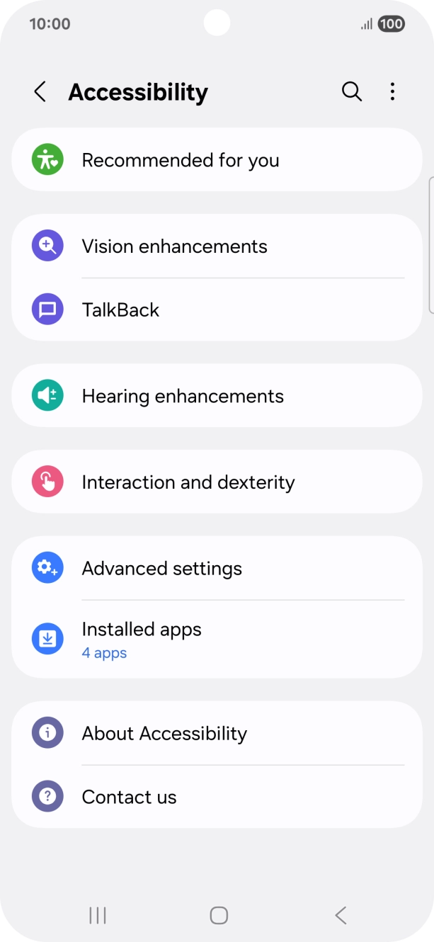 Press Vision enhancements and follow the instructions on the screen to select the required settings.