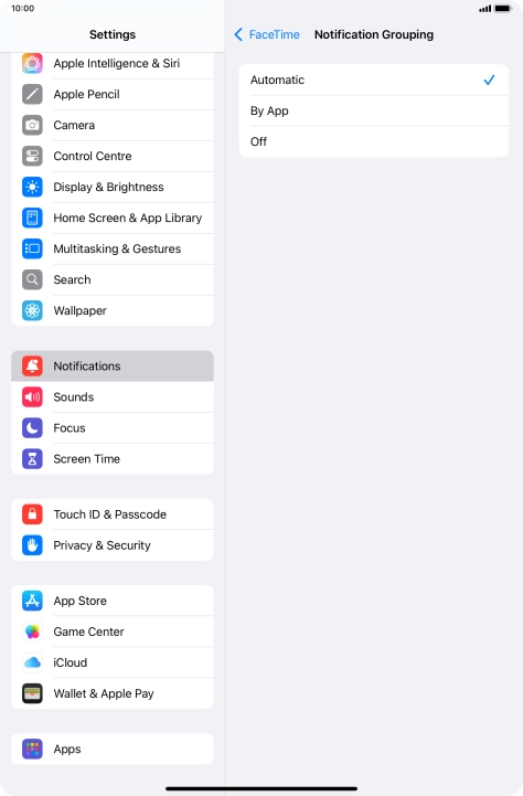 Press the required setting. Press the required setting.