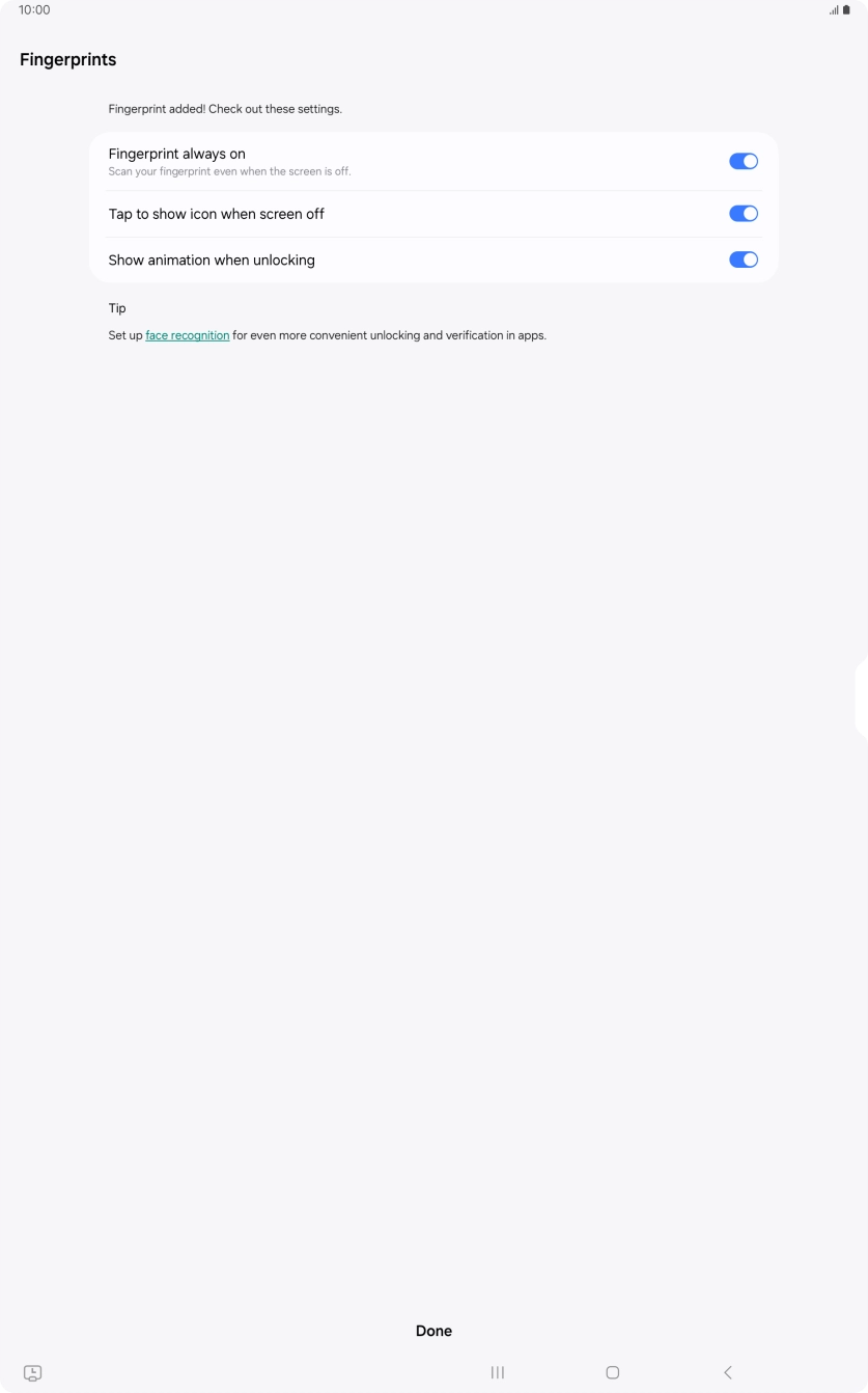 Press the indicators next to the required settings to turn them on or off.