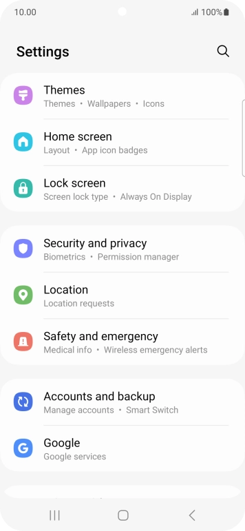 Press Security and privacy.