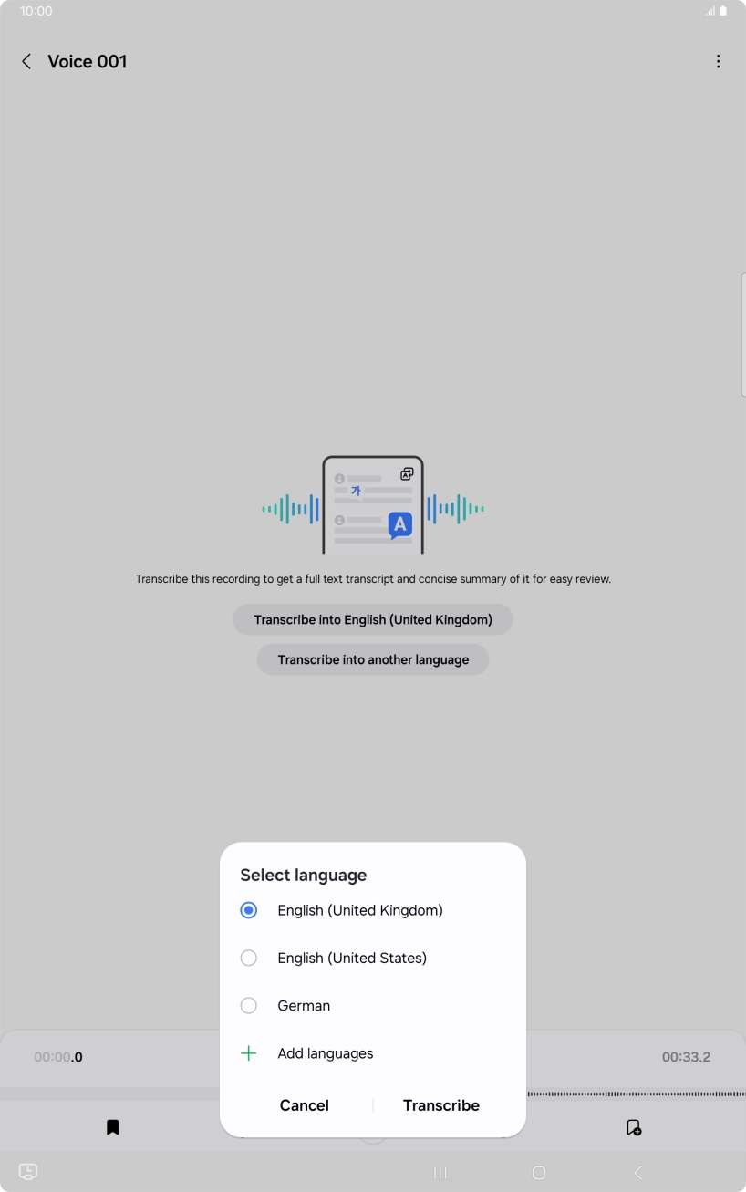 Press the recorded language.
