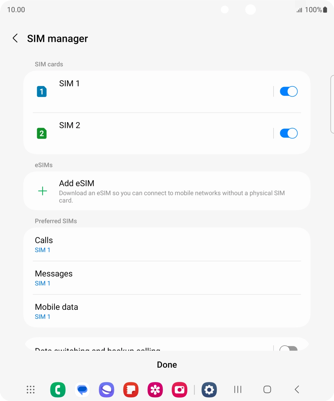 Press the required SIM.