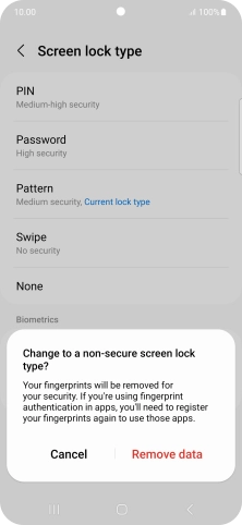Press Remove data.