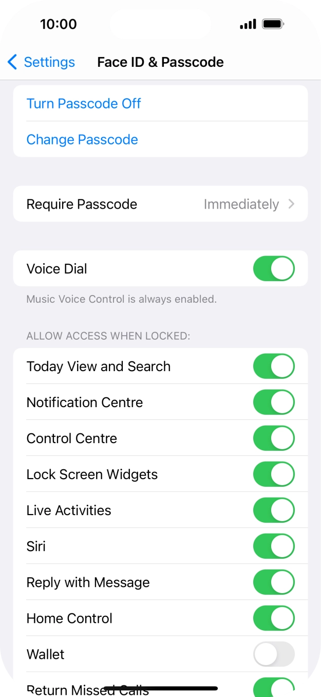 Press Turn Passcode Off and key in the phone lock code.