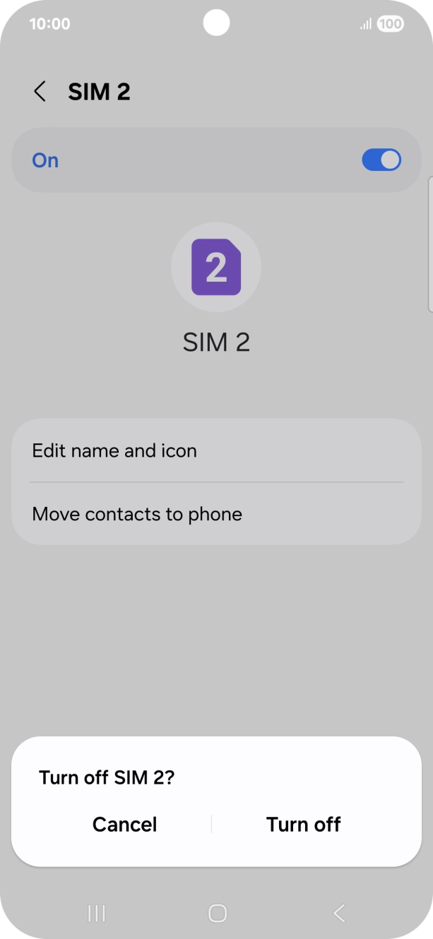 If you turn off use of the service, press Turn off.