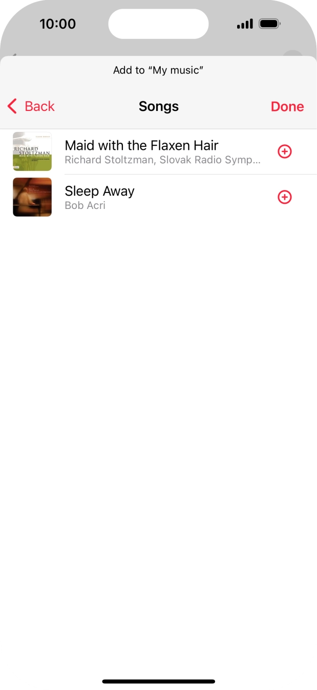 Go to the required category and press the add icon next to the required audio file.