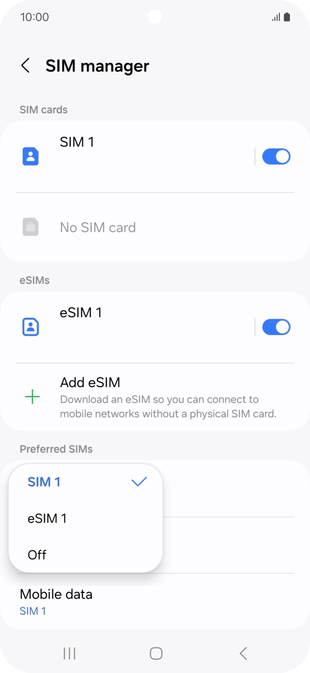 Press the required setting. Press the required setting.