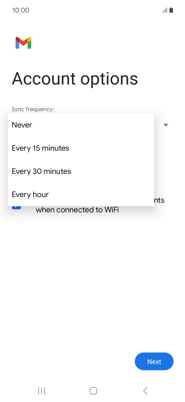 Press the required setting.