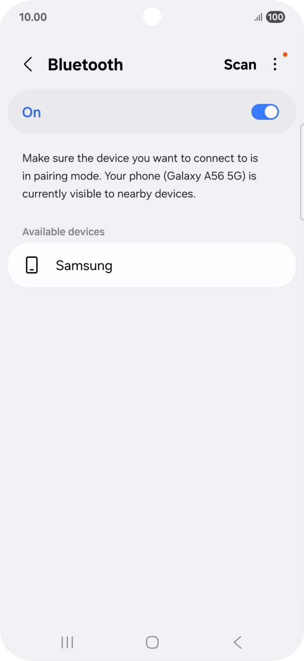 Press the required Bluetooth device and follow the instructions on the screen to pair the device with your phone.