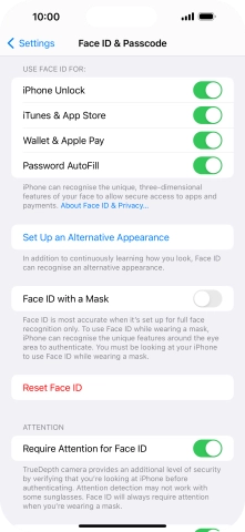 Press the indicators next to the required settings to turn them on or off.