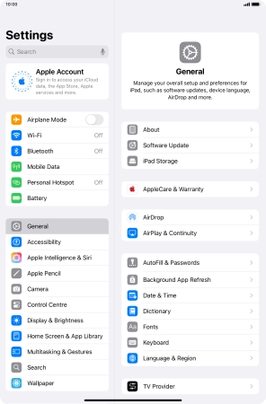 Press Apple Account.