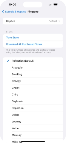 Press the different ring tones to hear them.