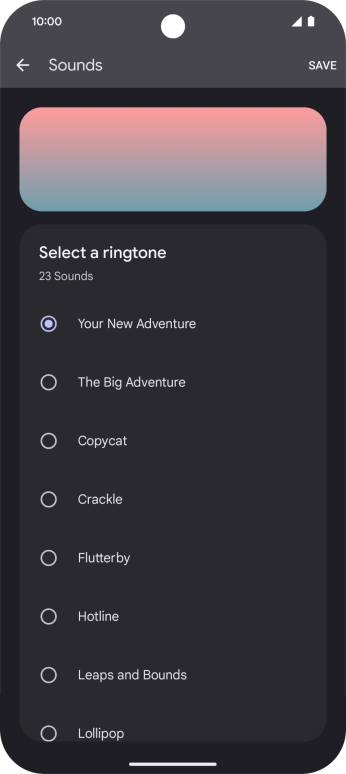Press the different ring tones to hear them.