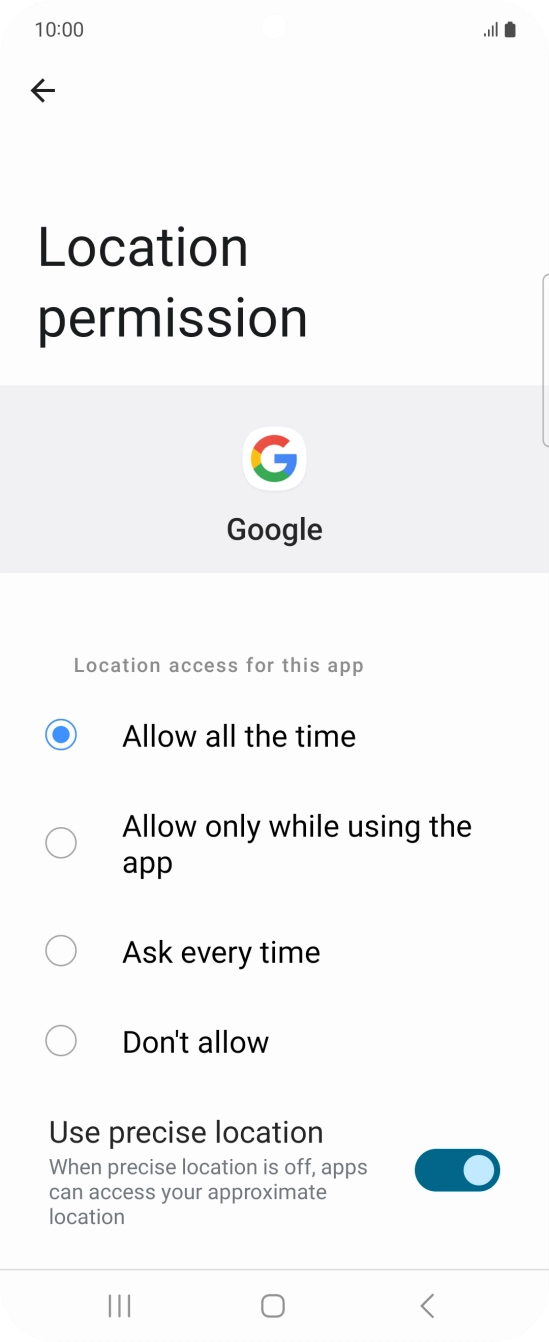 Press the required setting. Press the required setting.