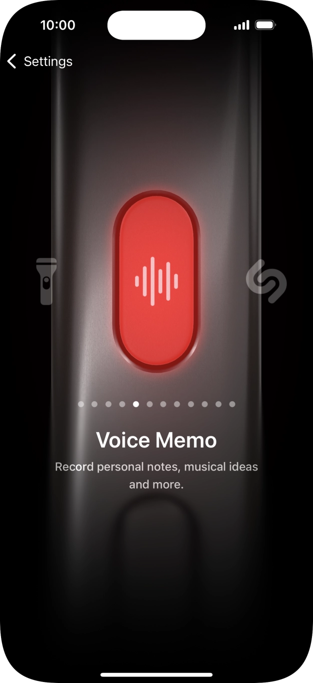 Slide your finger right or left on the screen to select the required function.