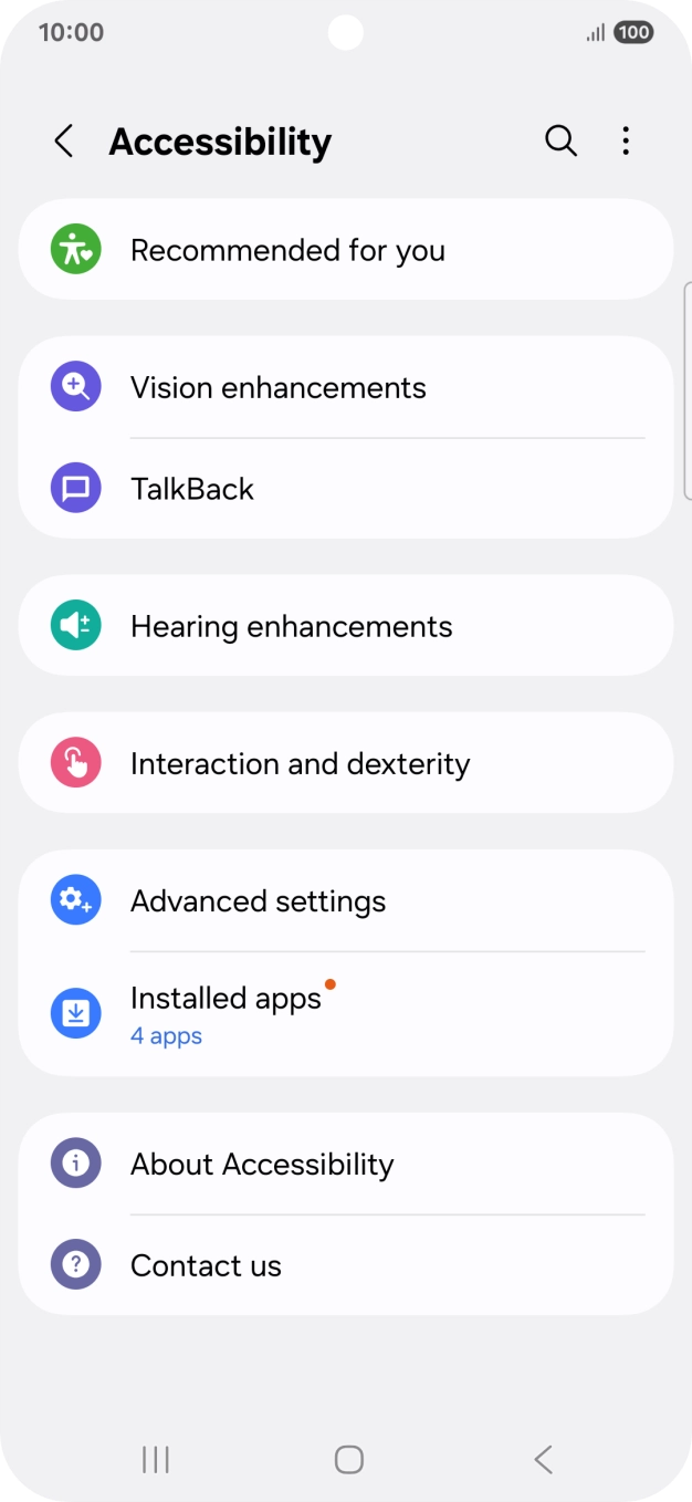 Press Vision enhancements and follow the instructions on the screen to select the required settings.