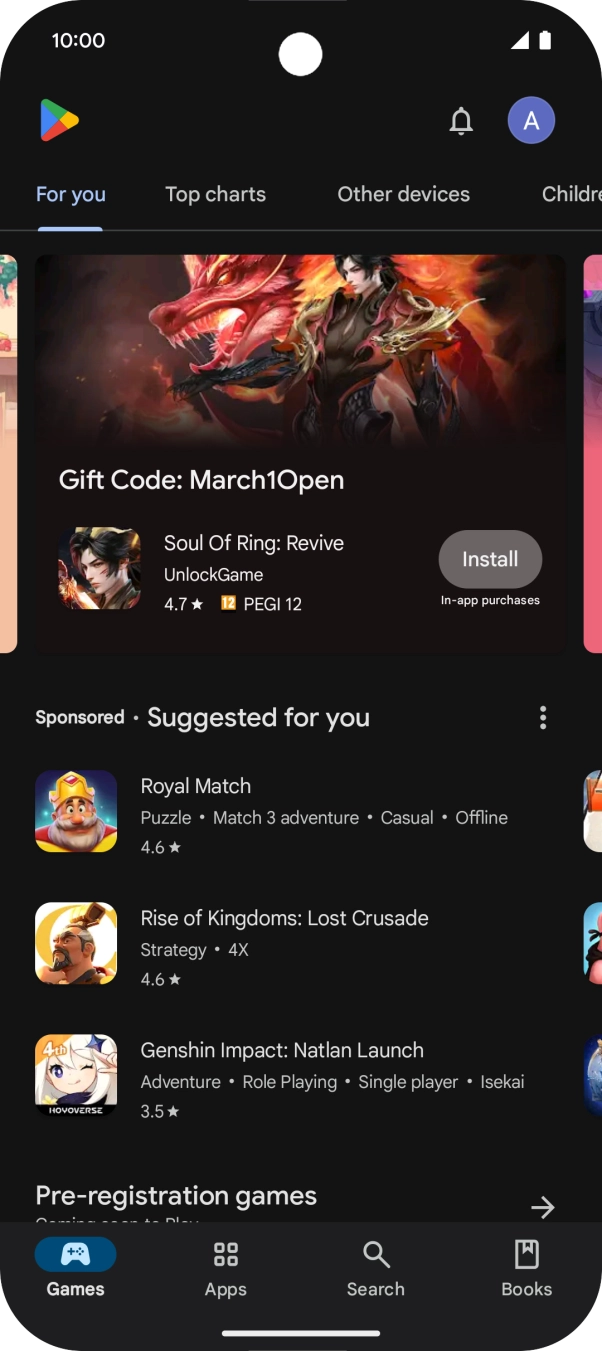 Press the profile icon.