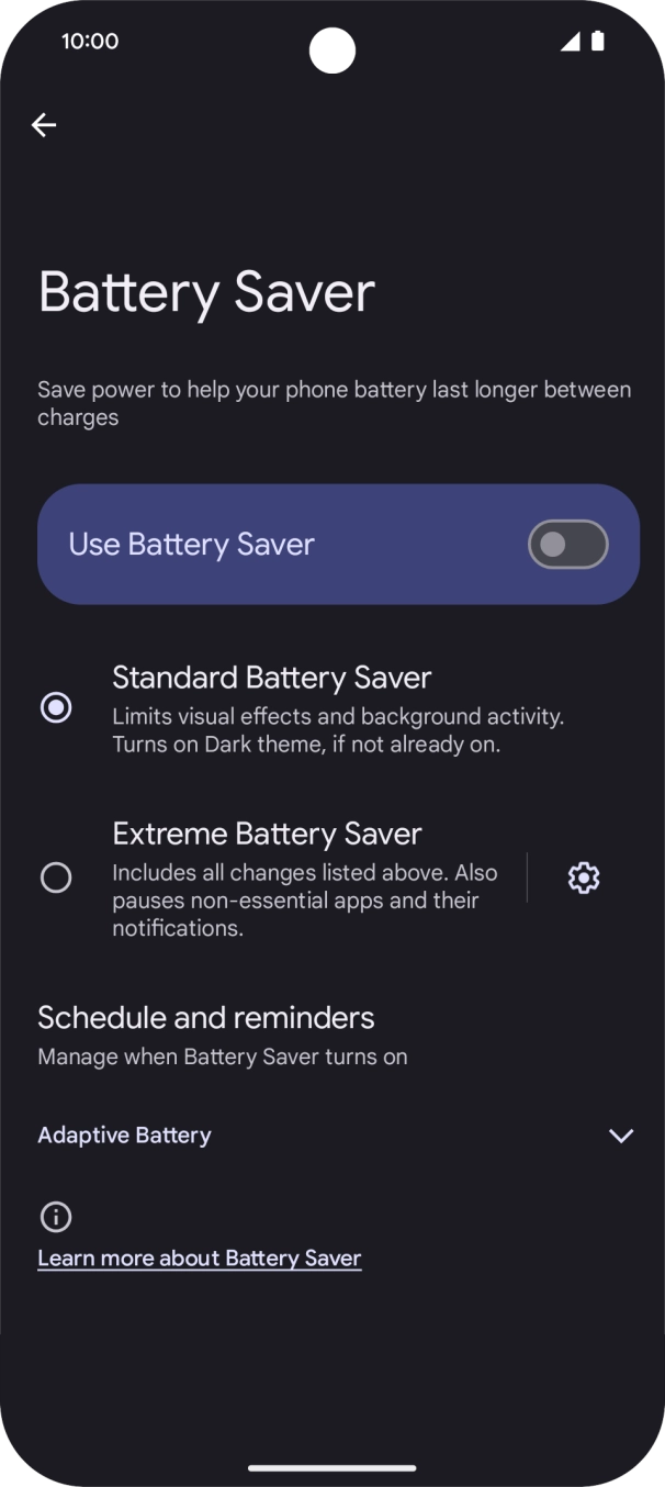 Press the required settings to turn them on or off.
