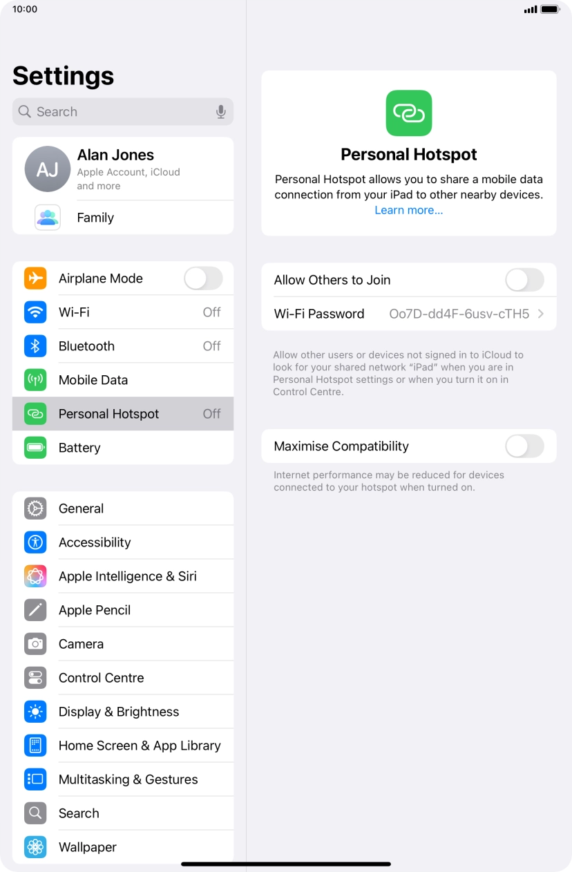 Press Wi-Fi Password and key in the required password.