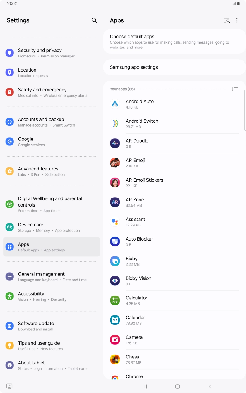 Press the required app.
