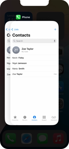 Slide upwards on the required application to end it.
