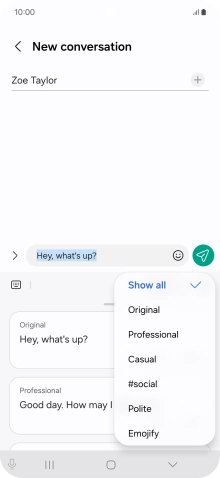 Press the required style of writing.