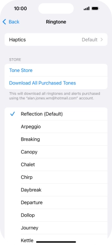 Press the different ring tones to hear them.